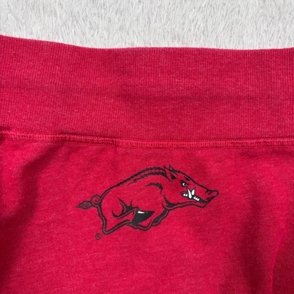 Arkansas Razorbacks Jogger Women M Red Sequin Spellout Sweat Pant Colosseum RARE - Picture 4 of 14